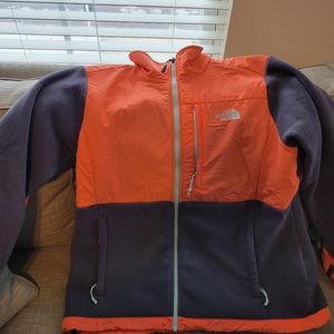 Orange, purple and blue North Face Denali Fleece